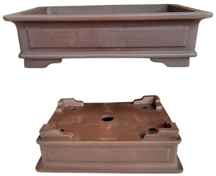 Genérico Maceta Bonsai Ceramica Rectangular 33x24x5.7 cm | Macetero Grande Hecho en Japón | Maceta para Bonsai con Agujero de Drenaje | Tiesto de Cerámica | Árbol no Incluido (Grande)