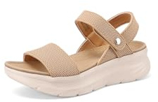 QUEEN HELENA Sandali Sportivi a Strappo con Sottopiede Ortopedico Casual Donna BZ430 (Marrone, Sistema Taglie Calzature EU, Adulto, Donna, Numero, Media, 39)