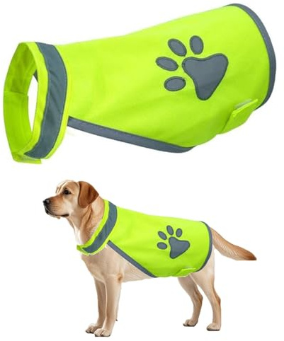 Sikweny Gilet Jaune Bandes Réfléchissantes Gilet Reflechissant avec éléments Réfléchissants Harnais Lumineux Chien Conception Réglable pour Promenades Nocturnes Aventures en Compagnons（L