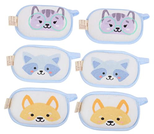 PACKOVE 6 Pièces Éponge de Bain pour Éponge Coton Absorbant pour Design Cartoon pour Garçon Fille Texture Douce et Exfoliante pour Bain et Voyage