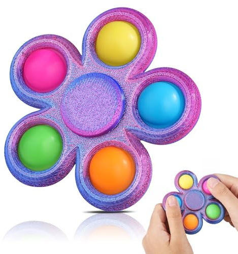 SCIONE 3D Gedrucktes Fidget Spinner mit Pop It - Multi-sensorisches Spielzeug | Bubble Press & Smooth Spin gegen Stress & Angst Finger Spinner | ADHS-Konzentrationshilfe für Kinder & Erwachsene