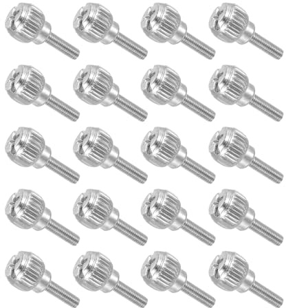 sourcing map 20 Pcs M3x10mm PC Computer Case Thumbscrews, Carbon Steel Nickel Plated Knurled Thumb Screws Bolts Fasteners for Computer Cover, Motherboard, Fan, Power Supply, Silver