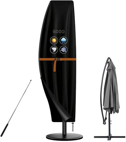 YedZen Sonnenschirm Schutzhülle für 2-3M mit Stab 205x45/75/32cm