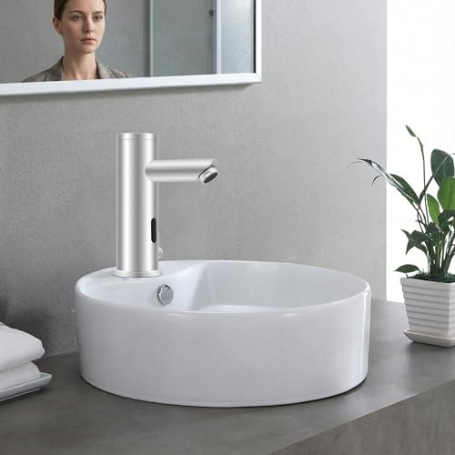 Grifo de baño con sensor infrarrojo, sensor infrarrojo sin contacto, grifo de agua fría y caliente con sensor, temperatura ajustable 0-55 °C, para uso residencial y comercial