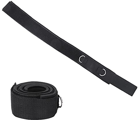 Justerbart Bomullsbensband, 38 cm Träningsrem Svart med Svettabsorption, För Gym och Hemmaträning (Svart 2D)