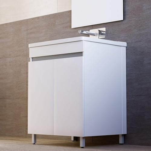 MarinelliGroup MOBILE lavatoio in ALLUMINIO con vasca in CERAMICA 63 X 51 X 86 con foro troppo pieno ALMA
