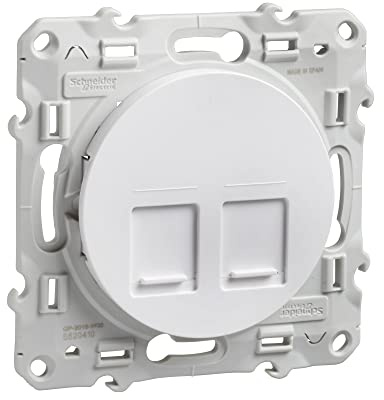 Schneider Electric - Odace, prise double RJ45 Blanc, sans connecteur (empreinte Infraplus) - S520410