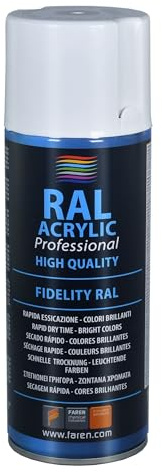 FAREN RAL ACRYLIC, Vernice spray Acrilica 100%, Smalto FIDELITY RAL, Colori Brillanti a Rapida Essiccazione, 400ml (1, RAL 9010 BIANCO LUCIDO)