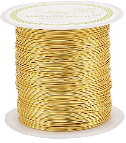 PandaHall 75.5 Feet Tarnish Resistant Copper Wire 24 Gauge Jewelry Beading Craft Wire for Jewelry Making (Golden)
