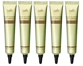 LA'DOR Snail Sleeping Ampoule 20ml x 5ea Traitement Capillaire Formule Nourrissante Régénérante Composée Collagène Protéine Kératine Renforce Hydrate Cheveux Après-Shampooing Treatment