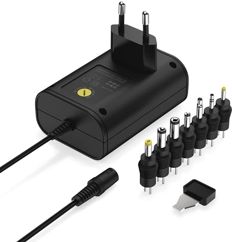 ANSMANN APS 1500 Netzteil 12V - Netzstecker bis max. 1500mA (mit 7 universal Adapter Stecker) Netzadapter zur Stromversorgung vieler Elektrokleingeräte von 3-12 Volt regelbar