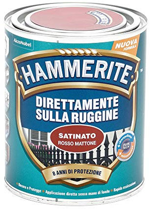 Hammerite Direttamente Sulla Ruggine Satinato Rosso Mattone 0.75 l
