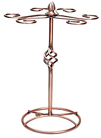 Rustik Bänkskiva Vinglasställ,Metall Organiserare för Hem Kök Bar Köksskåp,Elegant Fristående Bordsplatta Vinglas Torkställhållare-Rymmer Upp Till 6 Glas(Brons)