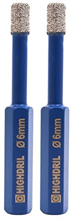 HIGHDRIL Broca de diamante con vástago hexagonal para perforación en seco, 2 piezas 6 mm para granito, mampostería, cerámica, azulejo de mármol