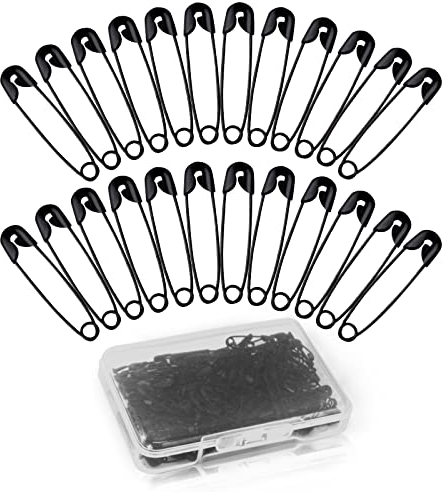 Redamancy Sicherheitsnadeln, 120 Stück Schwarz Sicherheitsnadeln Klein, Safety Pins, Premium, Haltbar, Rostbeständig Mini Sicherheitsnadeln für Kleidung, Kunsthandwerk, mit Aufbewahrungsbox