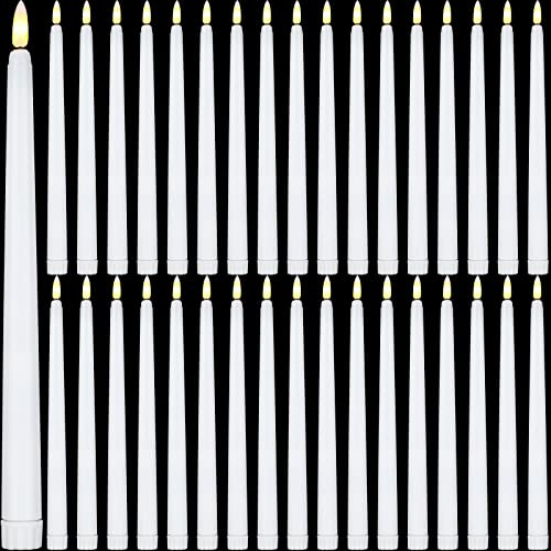 Reginary 36 Pieces Flameless Taper Candles Battery Operated Bulk 11 Plastic Lights LED Candlesticks Window Candles for Birthday Wedding Church Decor Party Supplies(White)