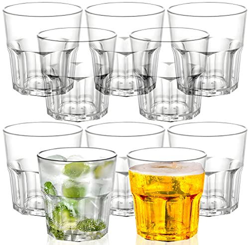 ZHANChen Vasos acrílicos irrompibles de plástico reutilizables para cóctel, agua, para el hogar, restaurantes, fiestas, lavavajillas (transparente, 260 ml), paquete de 10 unidades
