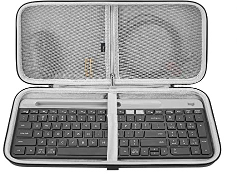 Geekria Keyboard Hard Shell Protective Travel Case, Compatible with Logitech MK470 Slim Wireless Keyboard and Mouse Combo, Logitech MK470 / K585 / K580 (Dark Gray)