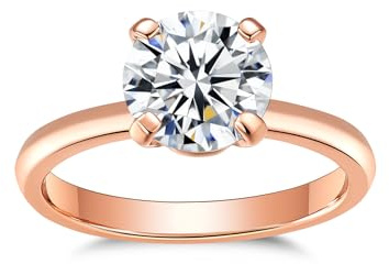 IMOLOVE Moissanite Solitaire Engagement Ring for Women Women's Engagement Rings Moissanite Promise Rings 2CT D Color Wedding band 925 Sterling Silver with 18K Rose Gold Plated-7.0