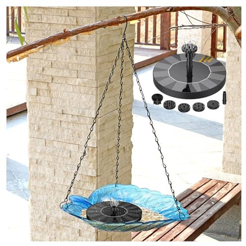 Fontaine Solaire Exterieure De Jardin avec Bain d'oiseaux Suspendu Fontaines Et Cascades Extérieures Flottant sur Pied Fontaine D'étang Flottante,Style7