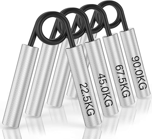 4 Packung Handtrainer Unterarmtrainer, Einstellbarer Widerstand 22.5-90KG, Hand Unterarm Trainingsgerät, Metall Grip Griffkraft Trainer, Rutschfester Griff, für Sportler und Wiederherstellung