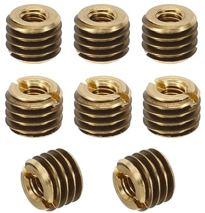 PATIKIL Brass Threaded Repair Insert Nut, 8 Pcs M8xM4x6mm Male to Female Slotted Thread Sleeve Inserts Reducing Nut Adapter Reducer Screw Sleeves, Gold Tone