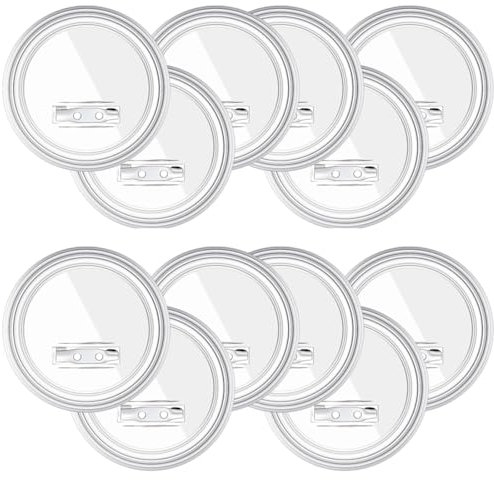 JEXOWIQ buttons selber machen - 12PCS Buttons Selber Machen ohne Buttonmaschine Transparente DIY Ansteckbuttons Set 58mm mit Sicherheitsnadel Knöpf Anstecknadeln für Foto Kleidung Party
