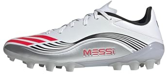 Adidas Unisex Adulto F50 Messi League Artificial Ground Football Boots, FTWR White/Lucid Red/Silver Met., 40 2/3 EU