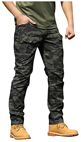 Pantalón Cargo Hombre Trabajo Anchos Cargo Pantalones Tacticos Camuflaje Tallas Grandes Pantalón Multibolsillos Militar Ropa De Caza para Hombre Ofertas Flash del Dia Estampado de Leopardo M