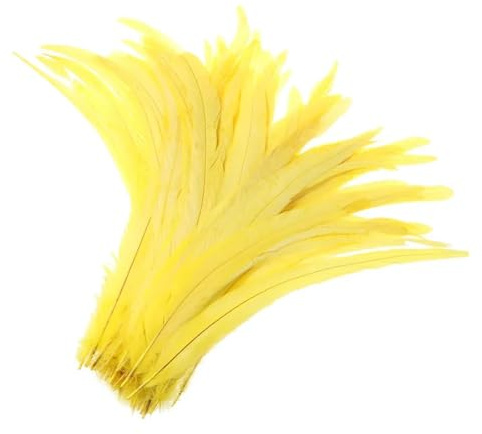 10/100 pièces 35-45CM bricolage coq plume artisanat couture vêtements décor plume maison fête femmes plume chapeaux accessoires de mariage(Yellow,40-45cm-10Pcs)