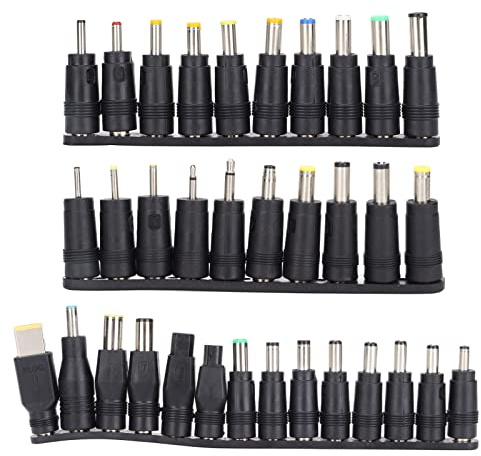 Pissente DC Power Plugs Connector Adapter, 34Pcs 5.5mmx2.1mm Universal Bärbar Dator Adapter med Bred Kompatibilitet för Shenzhou
