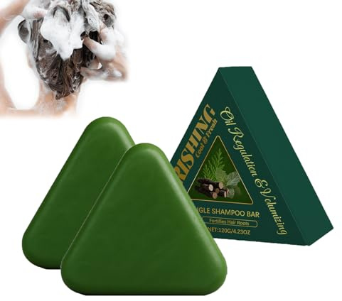 Cypress Leaf Hair Soap Nature Triangle Schampo Bar, Triangle Green Schampo Bar, Grass Solid Herbal Scha/mpo B/ar, Grass Tria/ngle Solid Scha/mpo Att Tjockna Och MöRka HåRet SläTar Ut HåRet (2 PCS)