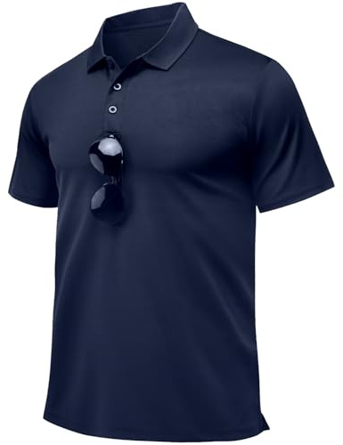 Peakwell Men's Polo Shirts Golf Lightweight Quick Dry Short Sleeve T-Shirt | Short Sleeve, 3-Button Placket, Lightweight, Moisture Wicking, Quick Dry, Breathable, for Polo, Golf, Tennis, Rugby, Work