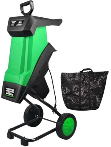 Broyeur De Branches Électrique 2400W Haute Performance Avec Sac 50L, Déchiqueteuse Silencieuse 40mm, Idéal Pour Feuilles, Compost Et Nettoyage De Jardin
