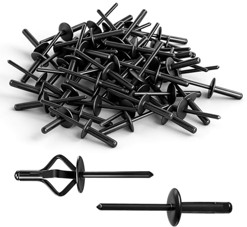 Bubuny Popnitar 60 stycken nitar aluminium blindnitar set för träbearbetning möbler plåt motorfordon mekanisk utrustning industri svart 4,8 x 21 mm