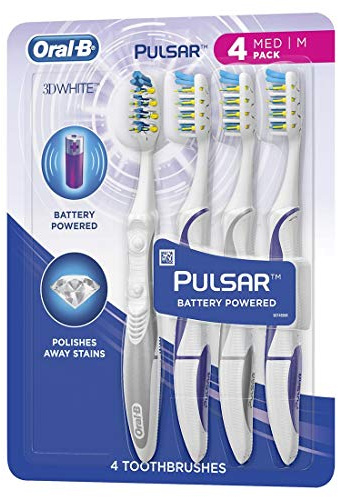 Oral-B Pulsar Vibrating Bristles Toothbrush, Medium, 4 Pack (Colors May Vary)