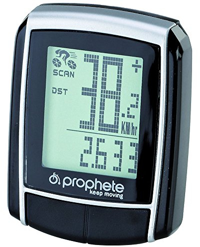 Prophete Fahrradcomputer, 15 Funktionen, inklusive Befestigungsmaterial, Fahrraddisplay mit Speicherfunktion, Farbe schwarz