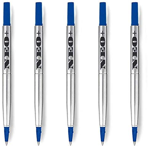 Hochwertiger Quink-Rollerball-Stift füllt Feinspitze 0.5 mm nach - Kompatibel mit Parker (5 x BLAUE TINTE)