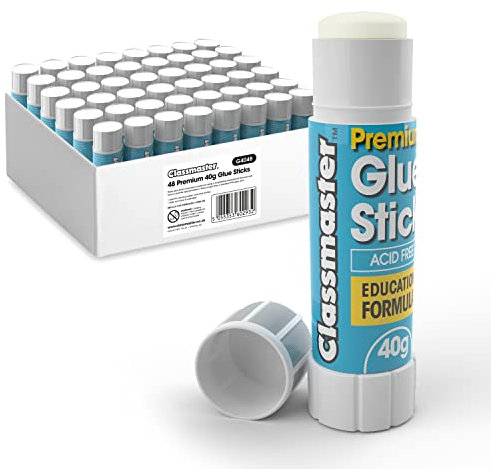 Classmaster G4048 Premium Glue Sticks -40g Tubes of Adhesives for Arts, Crafts, School and Office (Pack of 48)