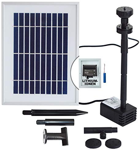 AMUR Kit de Pompe de Bassin Solaire Solar Oasis 200-3 Panneau Solaire avec Batterie Li-ion et LED