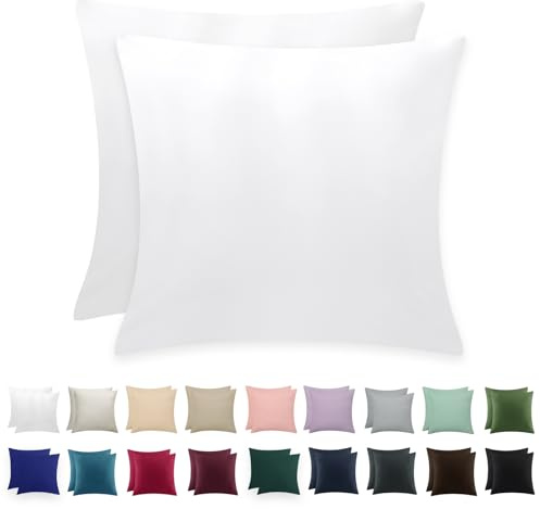 RUIKASI Kissenbezug 80 x 80 Weiß 2er Set - Oeko Tex Kopfkissenbezug 80x80 Weiss Kissen Bezug 80x80cm mit Reißverschluss aus Mikrofaser, Polsterbezug Doppelpack Set Pillow Case Pillow Cover