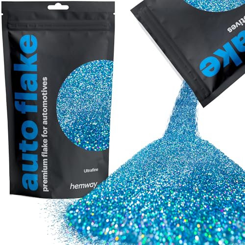 Hemway Premium Automotive Glitter Flake Paint Additive - Ocean Blue Holographic | 100g Ultrafine Metal Flakes for Car, Truck, RV, Motorbike & Boat Decoration | Mix with Auto Paint