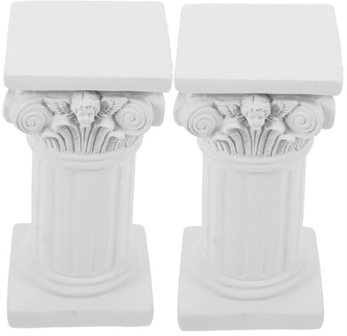 Angoily 2pcs Wedding Roman Pillar Sculpture Delicate Table Roman Column Angel Statue Desktop Candle Holders Retro Decorations for Household Candlesticks Table Guide Ornament