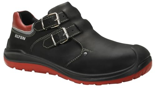 ELTEN Takskridskor Anderson Craft Low S3 HI (stålhätta, dubbelspänne, penetrationsskydd, metallfritt, halkskyddande, värmeisolerande, värmebeständiga) säkerhetsskor arbetsskor, Svart röd, 46 EU