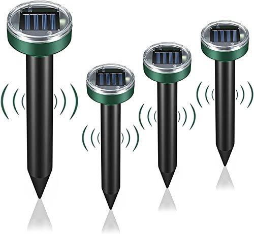 Solar Mole Repellent Ultrasonic 4 Pack Mole Repellent Remover Sonic Mole Repeller Waterproof Solar Powered Repellent Get Rid of Gophers Mouse Mole Rats Voles Snakes and Rodents for Lawn Garden Yards