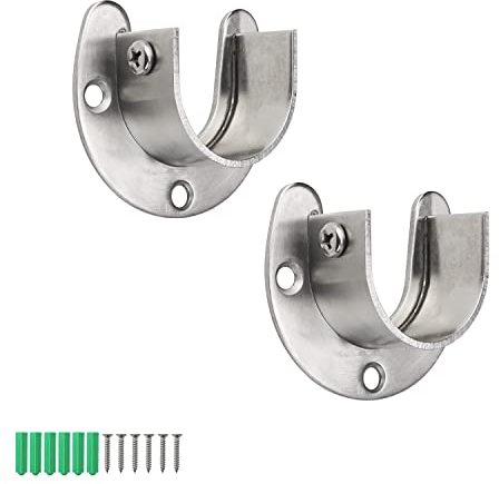 32mm Rundrohr Halterung - DEANKEJI 2 Stück Kleiderstange Stangenhalterung - Rostfreier Stahl Kleiderstange Rundrohr - Silber Gardinenstange Halter - Geeignet für Wäscheständer, Gardinenstange