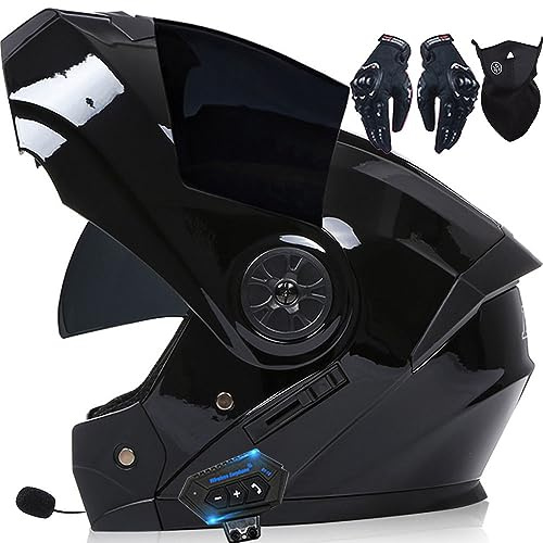 Letetexi Flip-Up Modular Motorcycle Helmet with Bluetooth, DOT/ECE Approved Full Face Motorbike with Double Anti-Fog Visors for Men and Women