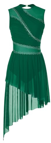 CHICTRY Women's Lyrical Dance Costume Modern Contemporary Dance Dress Green S