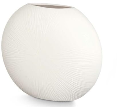 Gift Decor Jarrón Redondo Blanco Cerámica 40 x 34,5 x 16 cm (2 Unidades)