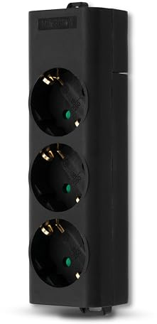 REV Ciabatta multipla senza cavo, 3 prese, max. 3680 W, colore: nero